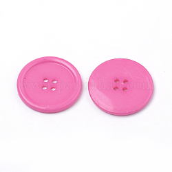4-Loch-Acryl-Tasten, Flachrund, neon rosa , 38x4 mm, Bohrung: 3 mm
