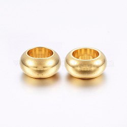 304 perline in acciaio inossidabile, rondelle, perline con foro grande, oro, 10x5mm, Foro: 6 mm