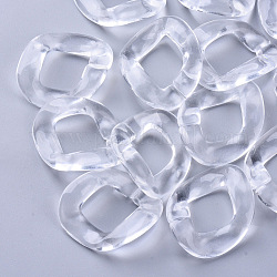 Anillos de acrílico transparente enlace, para hacer cadenas de bordillos,  torcedura, Claro, 40~41x33x11mm, diámetro interior: 25x16~17 mm, aproximamente 120 unidades / 430 g