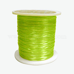 Cuerda de cristal elástica plana, Hilo de cuentas elástico, para hacer la pulsera elástica, teñido, verde claro, 0.8mm, alrededor de 65.61 yarda (60 m) / rollo