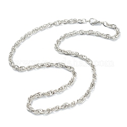 304 Stainless Steel Rope Chain Necklaces, with Lobster Claw Clasps, Stainless Steel Color, 19.88 inche(50.5cm), 4.5mm