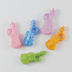 Opaques solides pendentifs de violon acryliques de couleur, couleur ab , couleur mixte, 23x9x4mm, Trou: 4mm, environ 1210 pcs/500 g