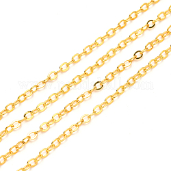 Messingkabelketten, gelötet, mit Spule, Flachoval, golden, 3.2x2.5x0.4 mm, passend für 0.8x5mm Biegeringe, ca. 32.8 Fuß (10m)/Rolle