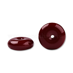 Perline di resina opaco, piatto tondo/disco pi, rosso scuro, 25x10mm, Foro: 2.6~2.8 mm