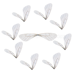 Sunnyclue 100 piezas tela de poliéster alas artesanía decoración, para la decoración de la pinza de pelo del collar del pendiente de la artesanía de la joyería de diy, ala de libélula, blanco floral, 87x19mm, agujero: 0.6 mm