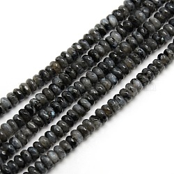 Fili di perle di labradorite naturale sfaccettate sfaccettate, 4x2mm, Foro: 1 mm, circa 185~195pcs/filo, 14.9~15.6 pollice