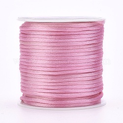 Fil de nylon, corde de satin de rattail, rose, 1mm, environ 87.48 yards (80 m)/rouleau