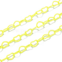 Латунные цепи с сердечками, окрашенные распылением, пайки, с катушкой, желтые, 6x4.5x0.5 мм, 32.8 фут (10 м) / рулон