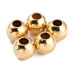 Perles séparateurs en laiton, Plaqué longue durée, ronde, véritable 24k plaqué or, 4x3.5mm, Trou: 1.6mm