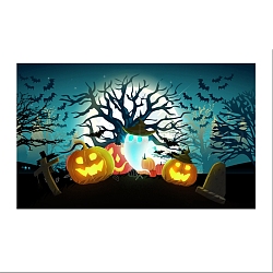 Panno di sfondo banner di halloween in poliestere, fondali fotografici di halloween decorazioni per feste, rettangolo con motivo zucca/albero della vita, colorato, 1794x1080x0.01mm, Foro: 10 mm