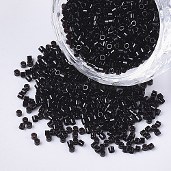 Perline di semi di vetro di grado 11/0, cilindro, dimensione uniforme del seme, cottura della vernice, nero, circa 1.5x1mm, Foro: 0.5 mm, circa 20000pcs/scatola