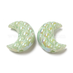 Perles acryliques opaques, de couleur plaquée ab , lune, verte, 20x17.5x9.5mm, Trou: 3mm