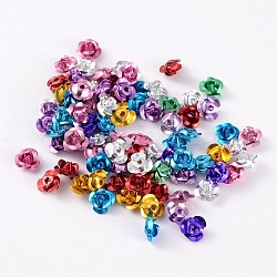 Fleur rose en aluminium, perles métalliques minuscules, couleur mixte, 9x5mm, Trou: 1mm