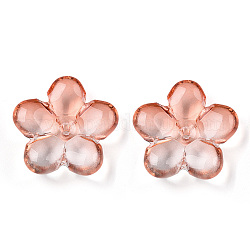 Two Tone Transparent Normal Glass Beads, Flower, Light Salmon, 21x21.5x7mm, Hole: 1.8mm