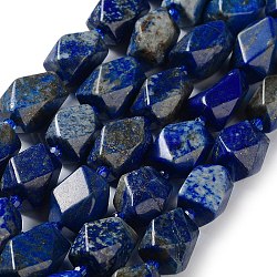 Natural Lapis Lazuli Beads Strands, with Seed Beads, Faceted, Rhombus, 12~15x9~12x9~12mm, Hole: 1~1.2mm, about 20~21pcs/strand, 15.20~15.51 inch(38.6~39.4cm)