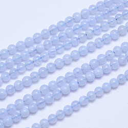 La gradoción de un ágata azul natural de encaje de hilos de perlas reronda, 4mm, agujero: 1 mm, aproximamente 95 pcs / cadena, 15.5 pulgada