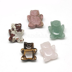 Natural & Synthetic Mixed Stone Beads, Half Drilled Beads, Bear, 21~22x16~18x6~8mm, Half Hole: 1mm