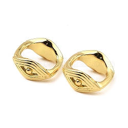 Acumular anillos de bronce enlace chapado, Plateado de larga duración, sin plomo y el cadmio, ojo cuadrado, real 18k chapado en oro, 10.5x10x5mm, diámetro interior: 7.5x6.5 mm