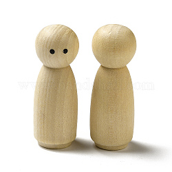 Le bambole con piolo di legno non finite mostrano decorazioni, per dipingere progetti artistici artigianali, beige, 15.5x45.5mm