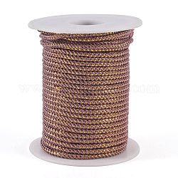 Cables redondos de poliéster de hilo cuerda, con alambre de oro, marrón rosado, 2.5mm, alrededor de 21.87 yarda (20 m) / rollo