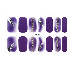 Autocollants de vernis à ongles enveloppants complets, auto-adhésif, autocollant, pour la conception de décalcomanies pour les ongles décorations de conseils de manucure, violet, 14pcs / feuille