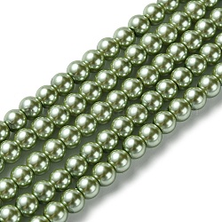 Brins de perles de verre teints écologiques, Grade a, ronde, cordon en coton fileté, vert de mer foncé, 6mm, Trou: 1.2~1.5mm, Environ 70 pcs/chapelet, 15.7 pouce