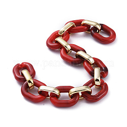 Cadenas de cable de acrílico hechas a mano, con anillos de unión de plástico ccb, de color rojo oscuro, enlaces: 24x18x5 mm y 19x12x4.5 mm, 39.37 pulgada (1 m) / hebra