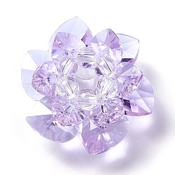 Perles de verre tissées, perles de cluster, lotus, lilas, 35x19mm, Trou: 8mm