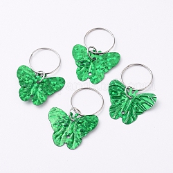 Pendenti di anelli di plastica con paillette / paillettes per capelli, accessori per fascia per capelli, farfalla, verde lime, 28mm