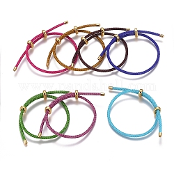 Fabrication de bracelets réglables de corde de fil d'acier inoxydable 304, avec billes coulissantes en laiton et caoutchouc, Plaqué longue durée, or, couleur mixte, 1-5/8 pouce ~ 3-1/4 pouces (4~8.2 cm)