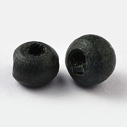 Natural Wood Beads, Rondelle, Lead Free, Dyed, Black, about 5.5mm wide, 4mm high, hole: 1.5mm, about 22000pcs/1000g