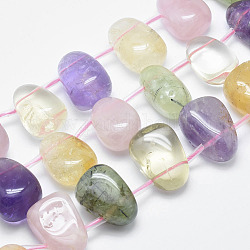 Natural Quartz Beads Strands, Top Drilled Beads, Teardrop, 23~25x16.5~18mm, Hole: 1mm, about 17pcs/strand, 15.7 inch(40cm)