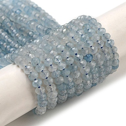 Natürliche Aquamarin Perlen Stränge, facettiert, Klasse A, Rondell, 4x3 mm, Bohrung: 0.6 mm, ca. 138 Stk. / Strang, 15.39'' (39.1 cm)