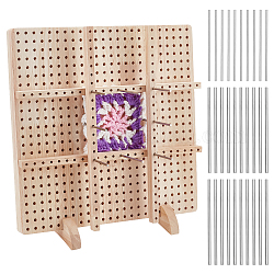 Chgcraft diy strickwerkzeug-sets, Inklusive 1 Satz Häkelbrett aus Gummiholz, 20 Stück 304 Edelstahlstangen, Edelstahl Farbe, 12.3~28x1~28x0.8~2 cm