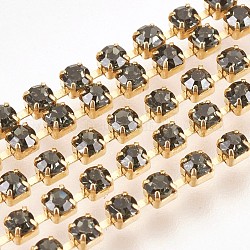 Catene strass in ottone, catene di tazza rhinestone, 2880pcs rhinestone/balla, grado a, diamante nero, 2mm, circa 28.87 piedi (8.8 m)/fascio