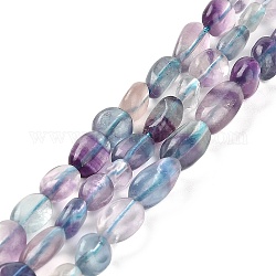 Chapelets de perles en fluorite naturel, pépites, pierre roulée, 6.3~11.5x6~6.7x4~5.8mm, Trou: 0.6mm, Environ 52~57 pcs/chapelet, 15.47~15.63'' (39.3~39.7 cm)