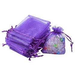 Sacchetti di organza sacchetti per gioielli, sacchetti regalo con coulisse in rete per bomboniere, blu viola, 9x7cm