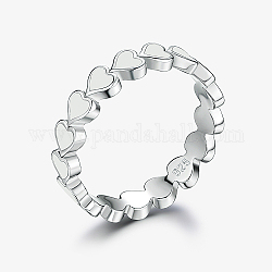 925 стерлинговое серебряное кольцо с платиновым родиевым покрытием и сердечком на палец, с эмалью, белые, внутренний диаметр: 17 мм