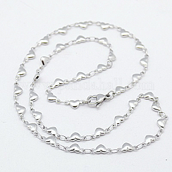 Valentines mignon cadeau de jour de 304 acier inoxydable colliers femmes lien de coeur colliers de chaîne, avec fermoir pince de homard, 17.7 pouce (45 cm)