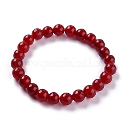Gefärbte natürliche Jade Perlen Stretch-Armbänder, Runde, braun, Innendurchmesser: 2-1/4 Zoll (5.7 cm), Perle: 8~8.5 mm