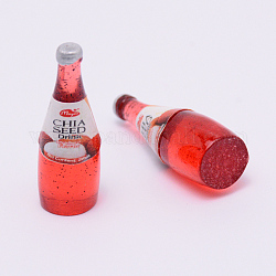 Бусины из cмолы, бутылка для напитка с имитацией семян чиа, без отверстия , красные, 30x11 мм