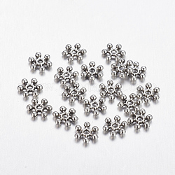 Alliage de zinc séparateurs perles, sans cadmium et sans plomb, avec un trou, flocon de neige, argent antique, 10x2.5mm, Trou: 1.5mm