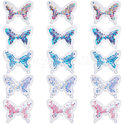 GORGECRAFT 40PCS 5 Colors PVC Butterfly Ornament Butterfly Wings Fabric Embossed Glitter Applique with Star Sequins Plastic DIY Sewing Craft Decoration for Christmas Suitcases Jeans Shoes