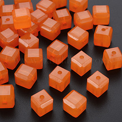 Имитации акриловых шариков желе, кубические, темно-оранжевый, 11.5x11x11 мм, отверстие : 2.5 мм, Около 528 шт / 500 г