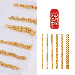 Металлическая тонкая цепь, ногтей декоративные аксессуары, золотые, 15~54x0.1~0.25 см, о 6strands / мешок