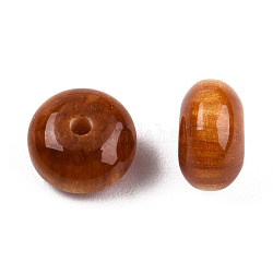 Perline di resina, imitazione ambra, rotondo e piatto, sienna, 8x4.5mm, Foro: 1.6~1.8 mm