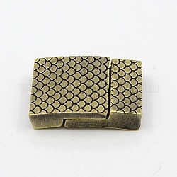 Fermoirs magnétiques en laiton avec emembouts collées, sans nickel, rectangle, bronze antique, 26x21x5mm, Trou: 3x18mm