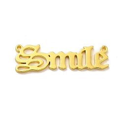 201 Edelstahl Anhänger, Wort Charme Lächeln, golden, 28x8.5x1 mm, Bohrung: 0.8 mm