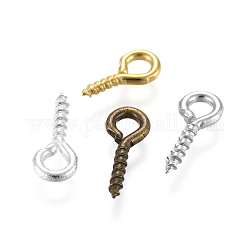 Iron Screw Eye Pin Peg Bails, for DIY Jewelry Making Crafts, Mixed Color, 8~10x4x1mm, Hole: 2mm, about 235~265pcs/20g