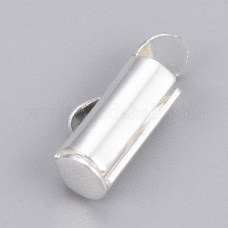 Brass Slide On End Clasp Tubes, Slider End Caps, Silver Color Plated, 6x10x4mm, Hole: 1x3mm, Inner Diameter: 3mm